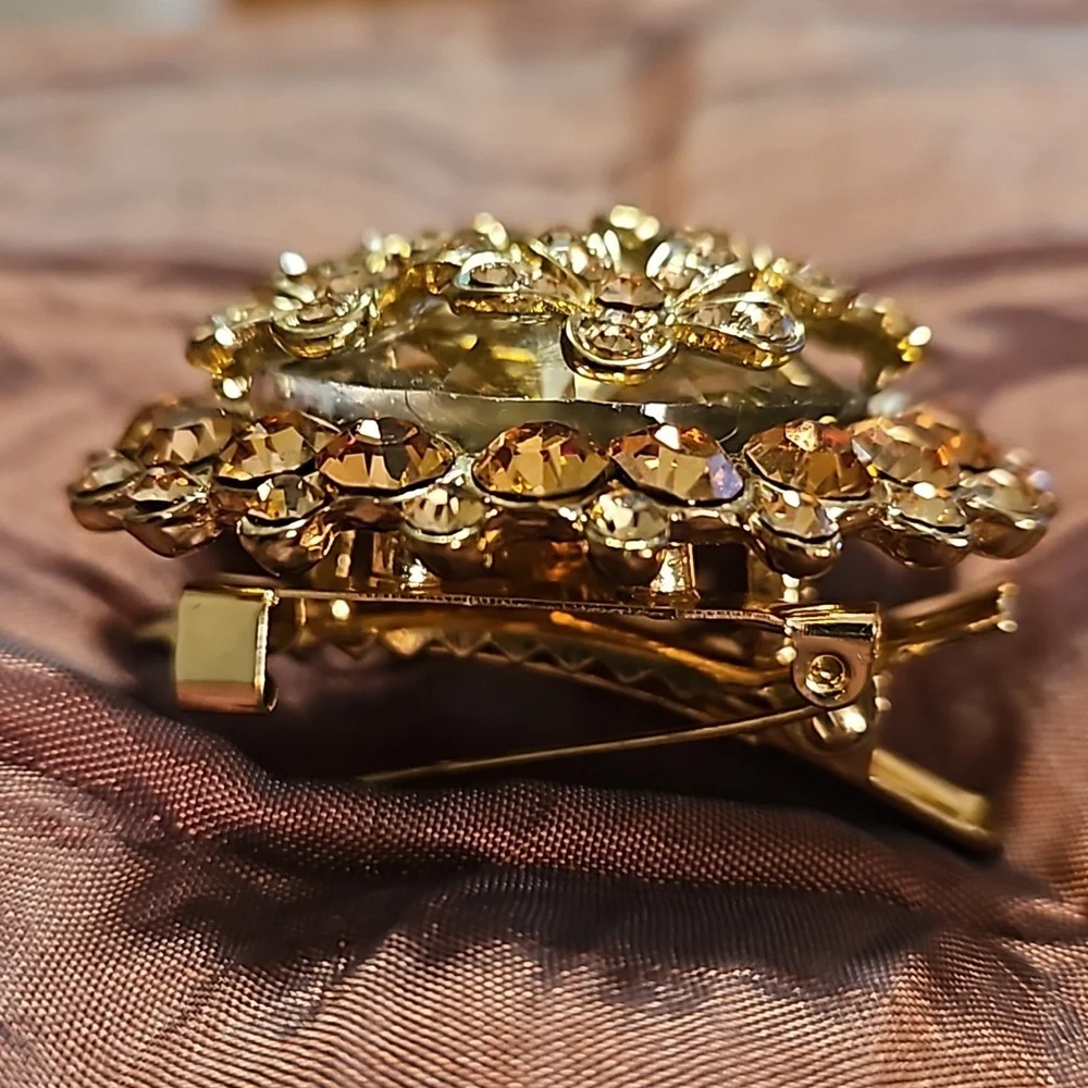 Stunning Crystal Floral Chunky Brooch Pin